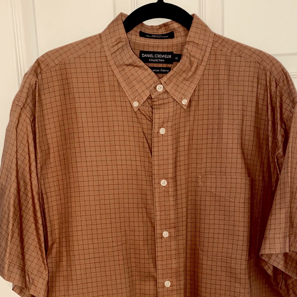 Men’s, 100% cotton, Brown, short sleeve shirt , XL